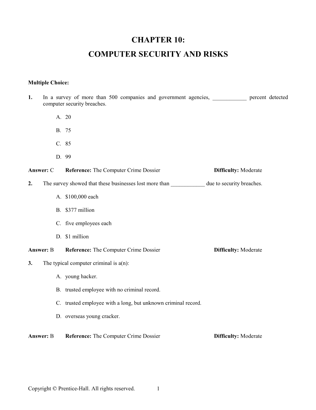 Chapter 10: Computer Security and Risks