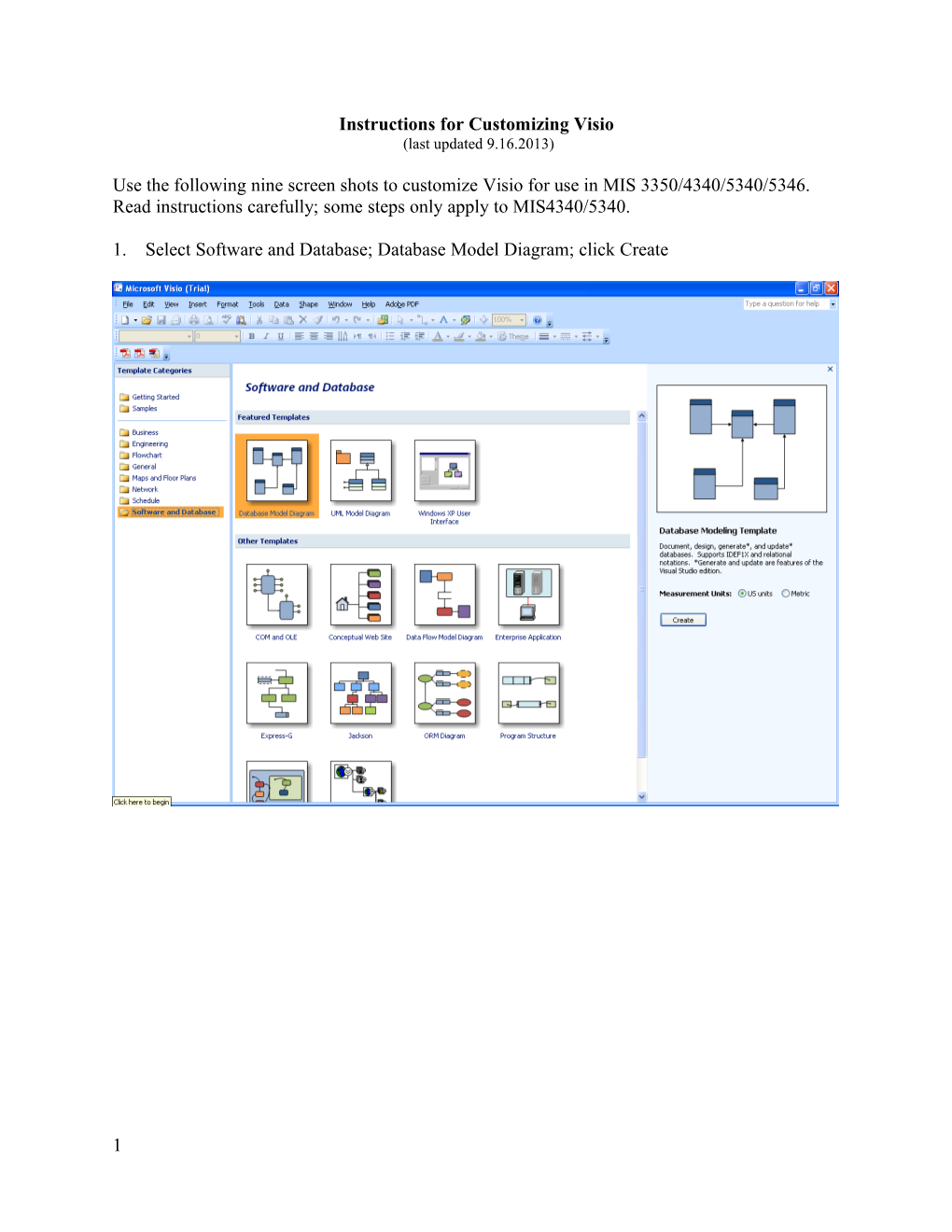 Instructions for Customizing Visio