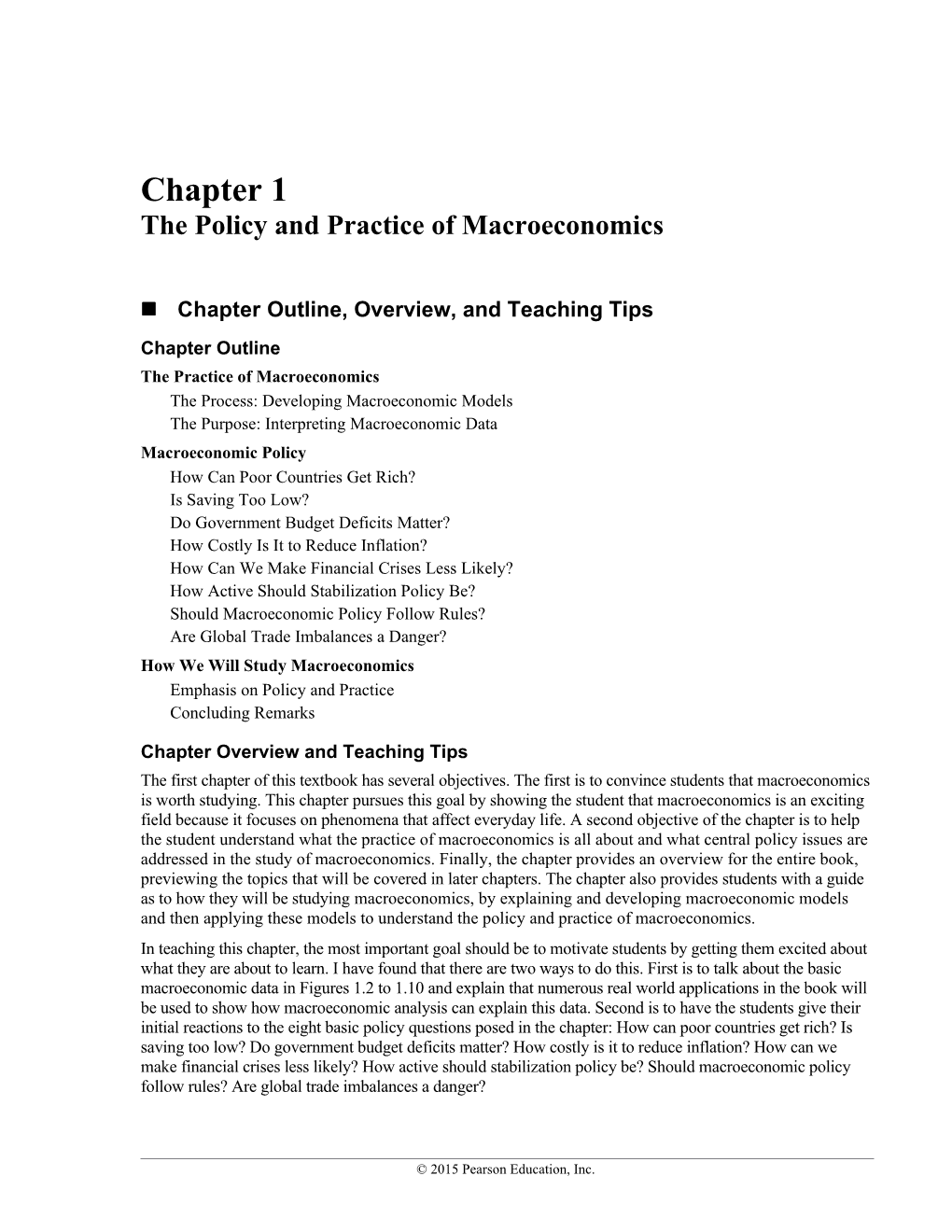 Chapter 1 the Policy and Practice of Macroeconomics 1