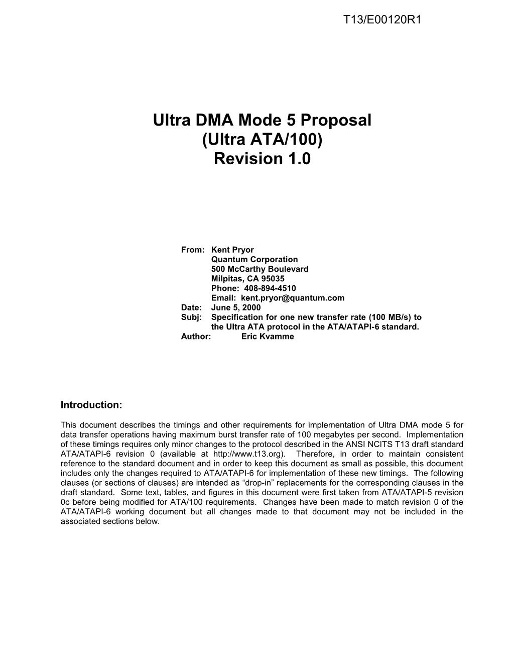 Ultra DMA Mode 5 Proposal