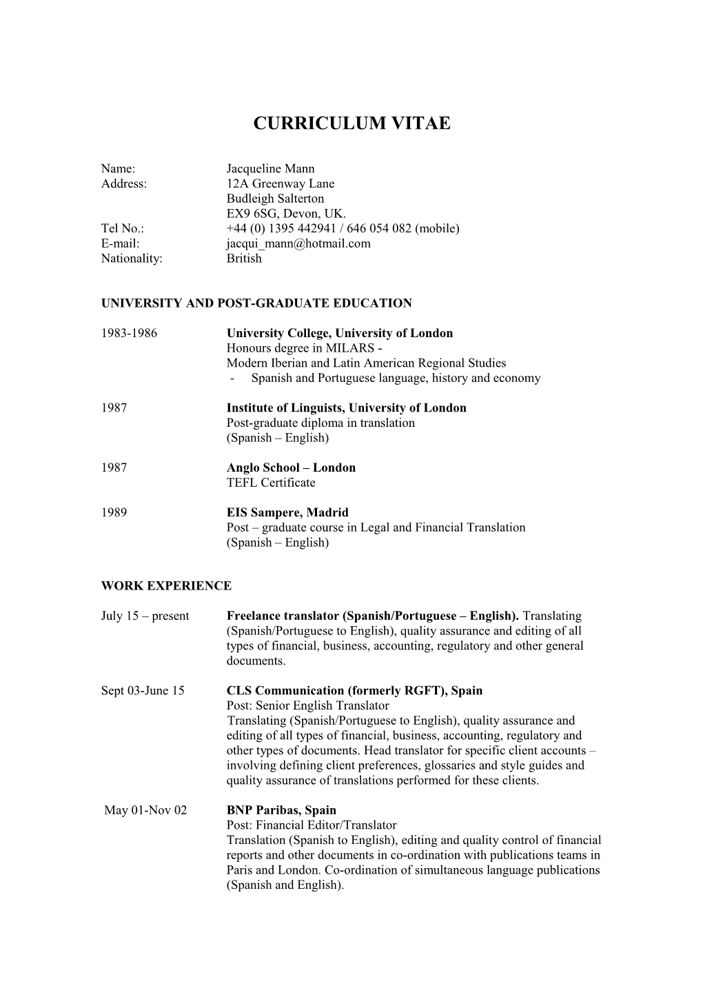 Curriculum Vitae s181