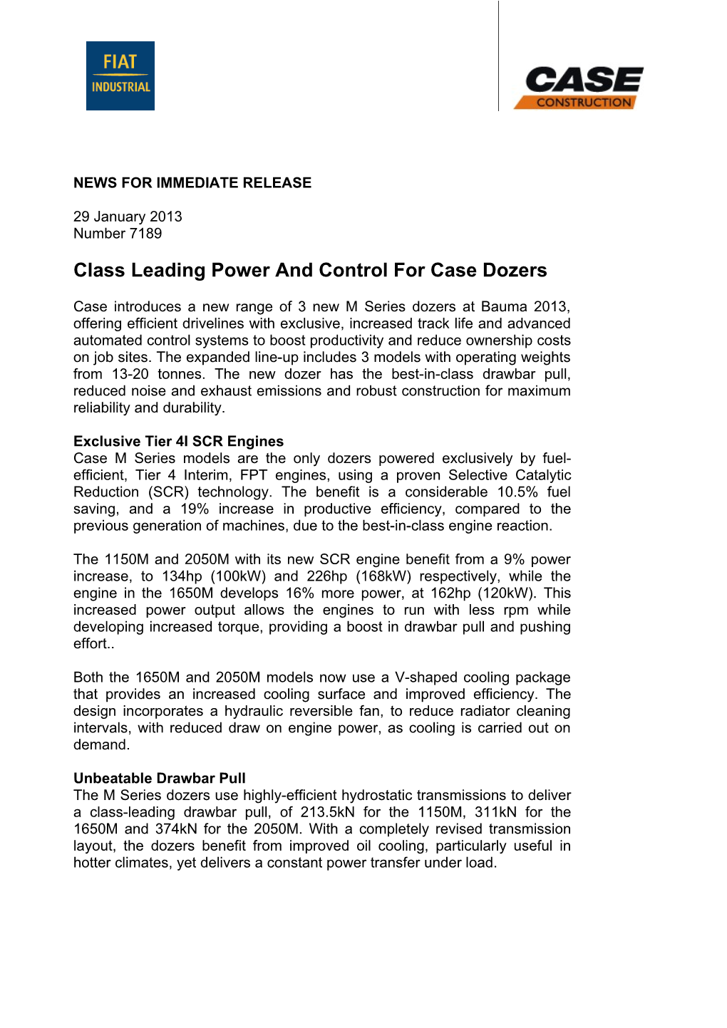 Class Leading Power and Control for Case Dozers