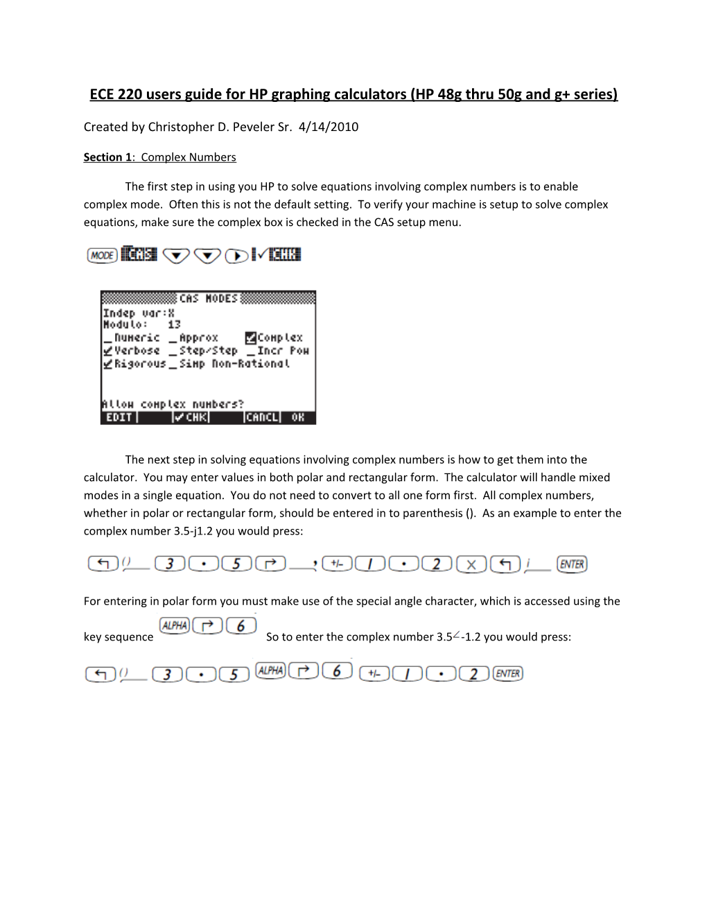 ECE 220 Users Guide for HP Graphing Calculators (HP 48G Thru 50G and G+ Series)