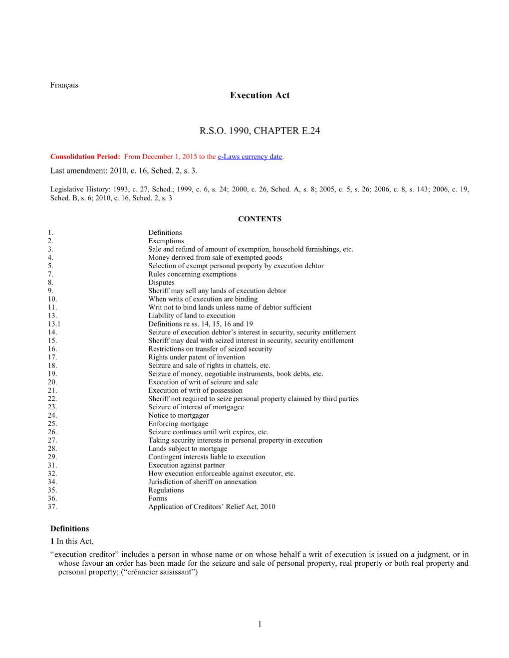 Consolidation Period: from December 1, 2015 to the E-Laws Currency Date