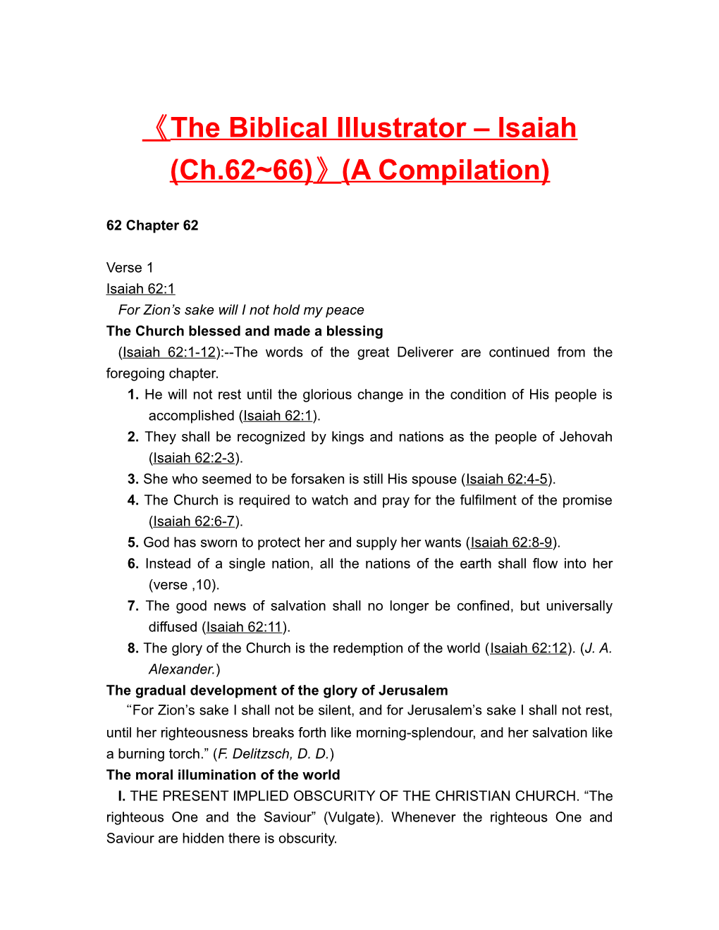 The Biblical Illustrator Isaiah (Ch.62 66) (A Compilation)