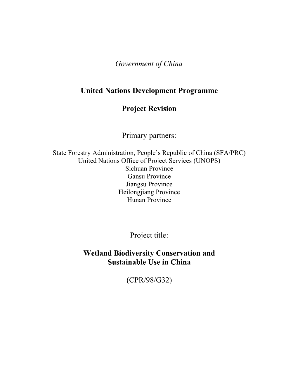 Henan Mission Input to Project Document