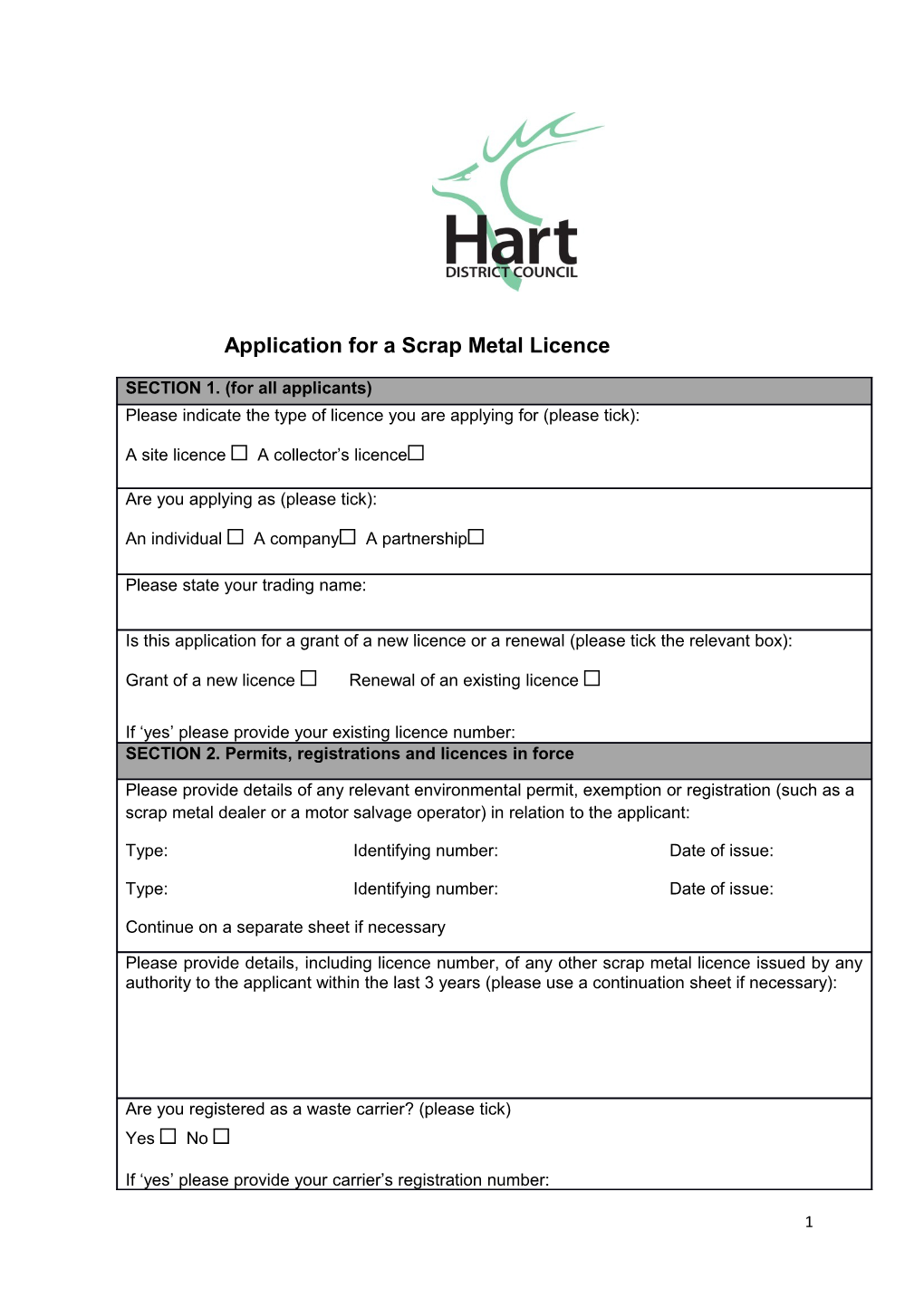 Application for a Scrap Metal Licence s1