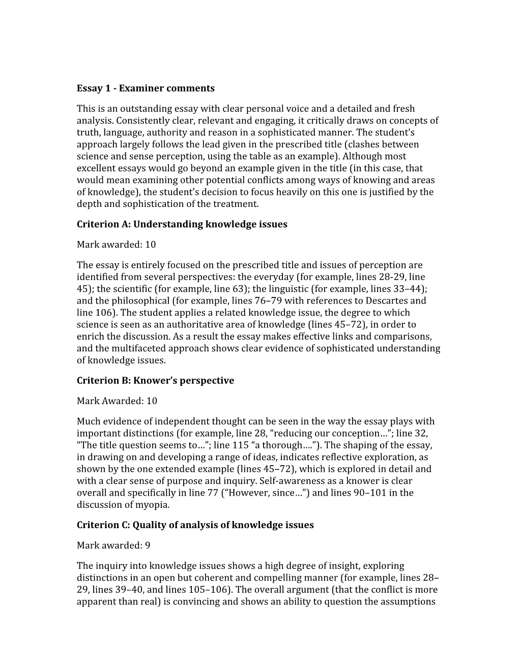 Criterion A: Understanding Knowledge Issues