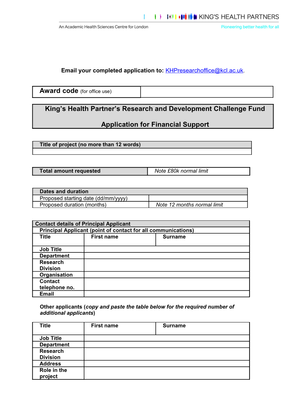 King's Press Release Template