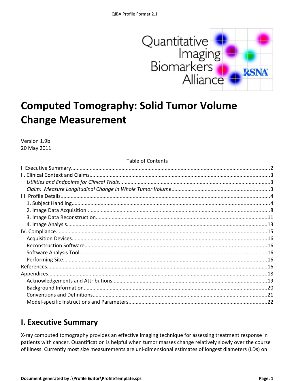 Computed Tomography: Solid Tumor Volume Change Measurement