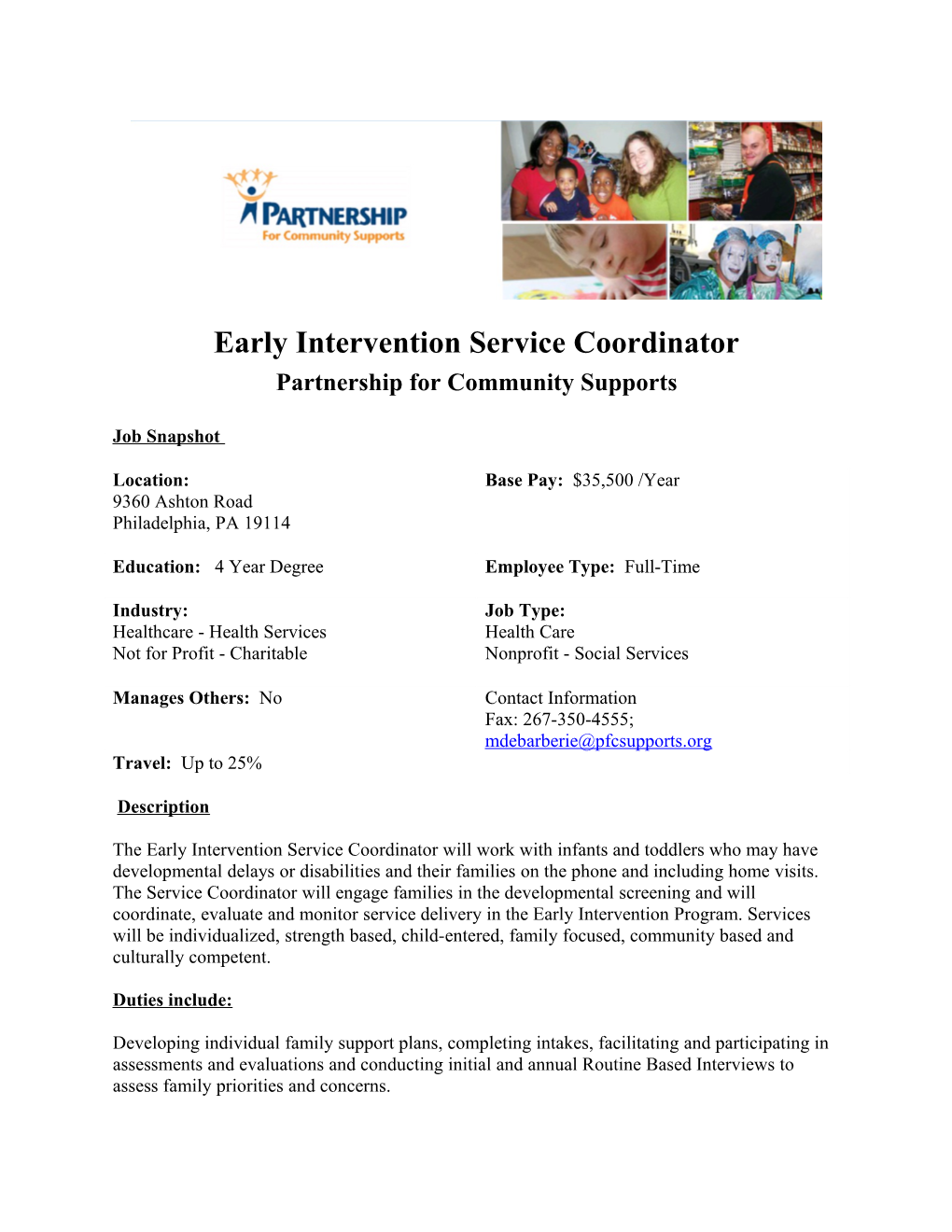 Early Intervention Service Coordinator