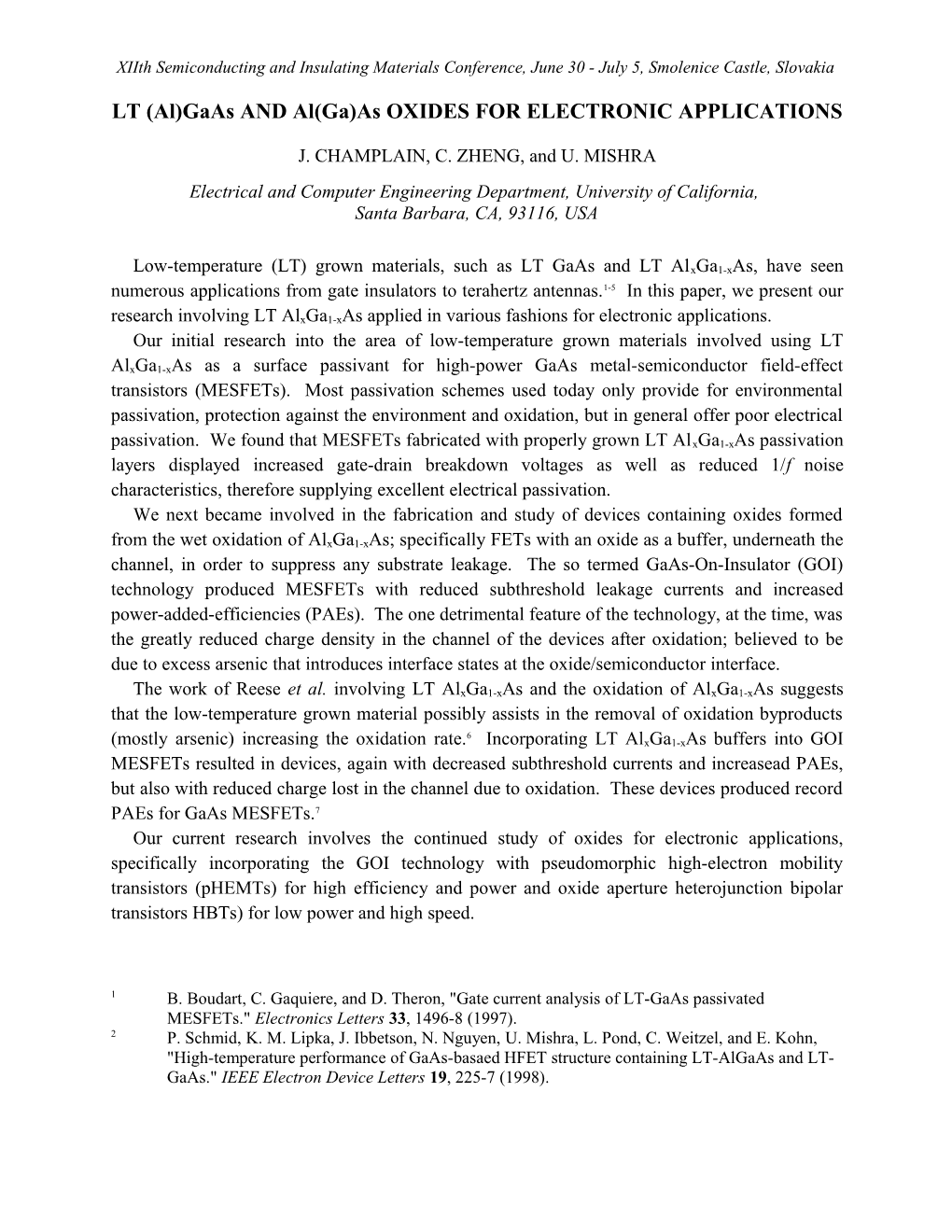 LT (Al)Gaas and Al(Ga)As OXIDES for ELECTRONIC APPLICATIONS