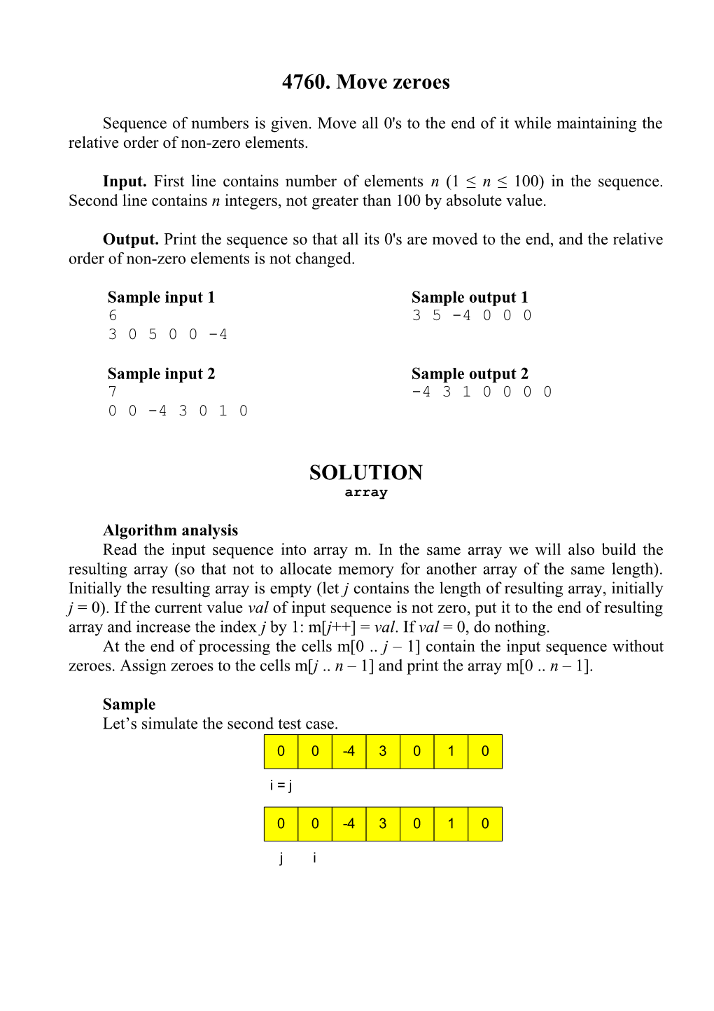 Sequence of Numbers Is Given. Move All 0'S to the End of It While Maintaining the Relative