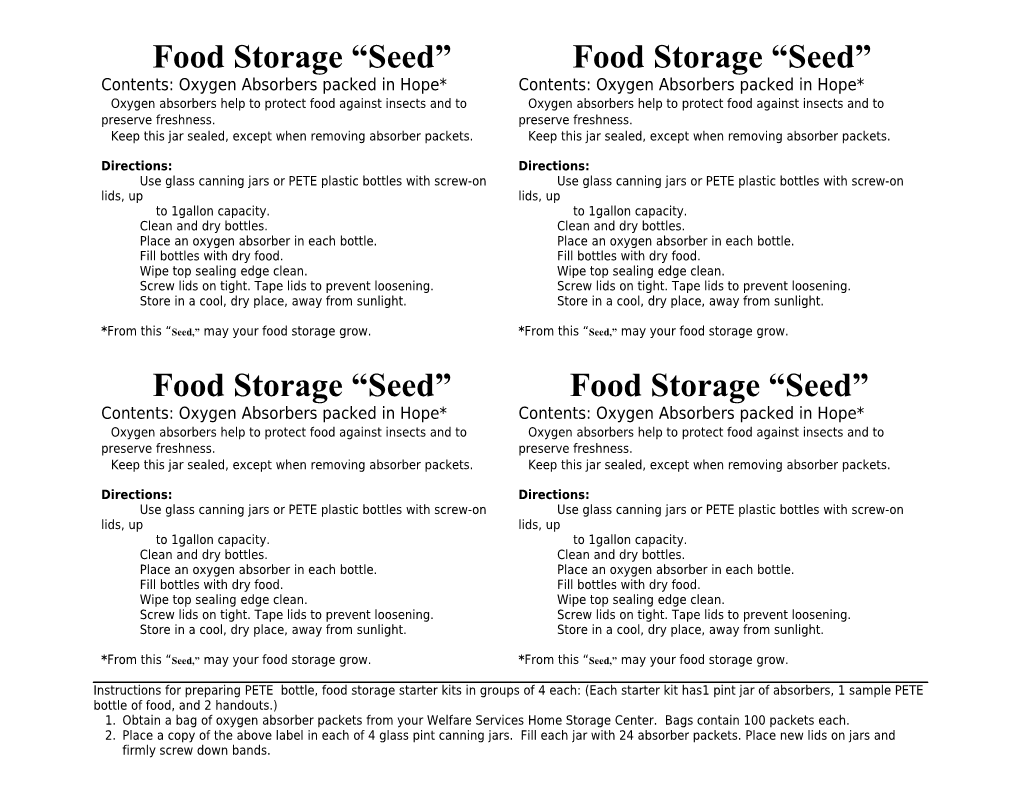 Food Storage Aseed