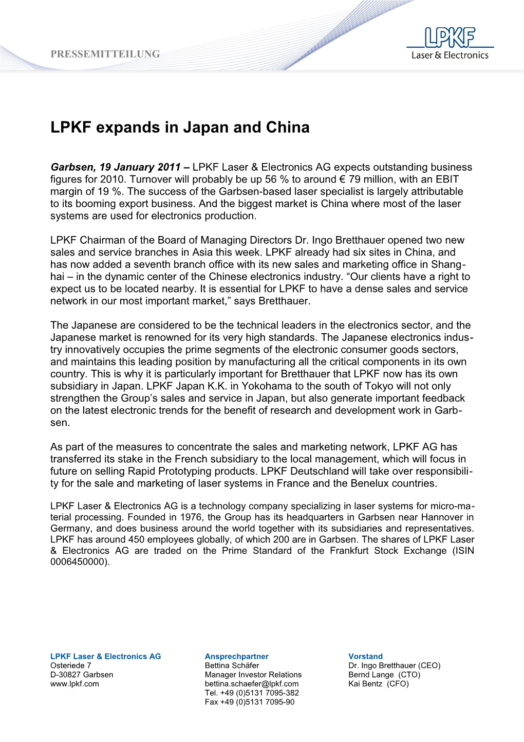 LPKF Expands in Japan and China