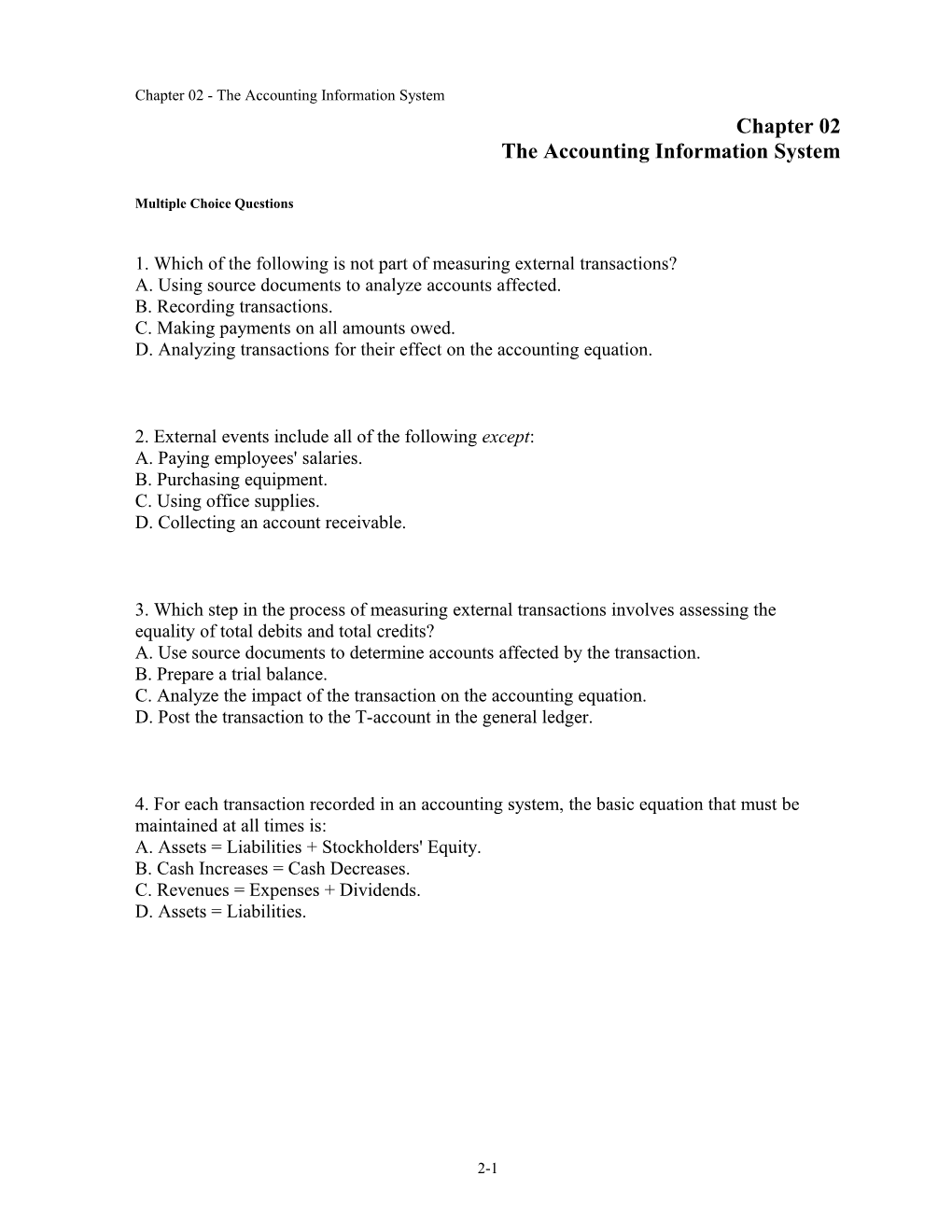 Chapter 02 the Accounting Information System