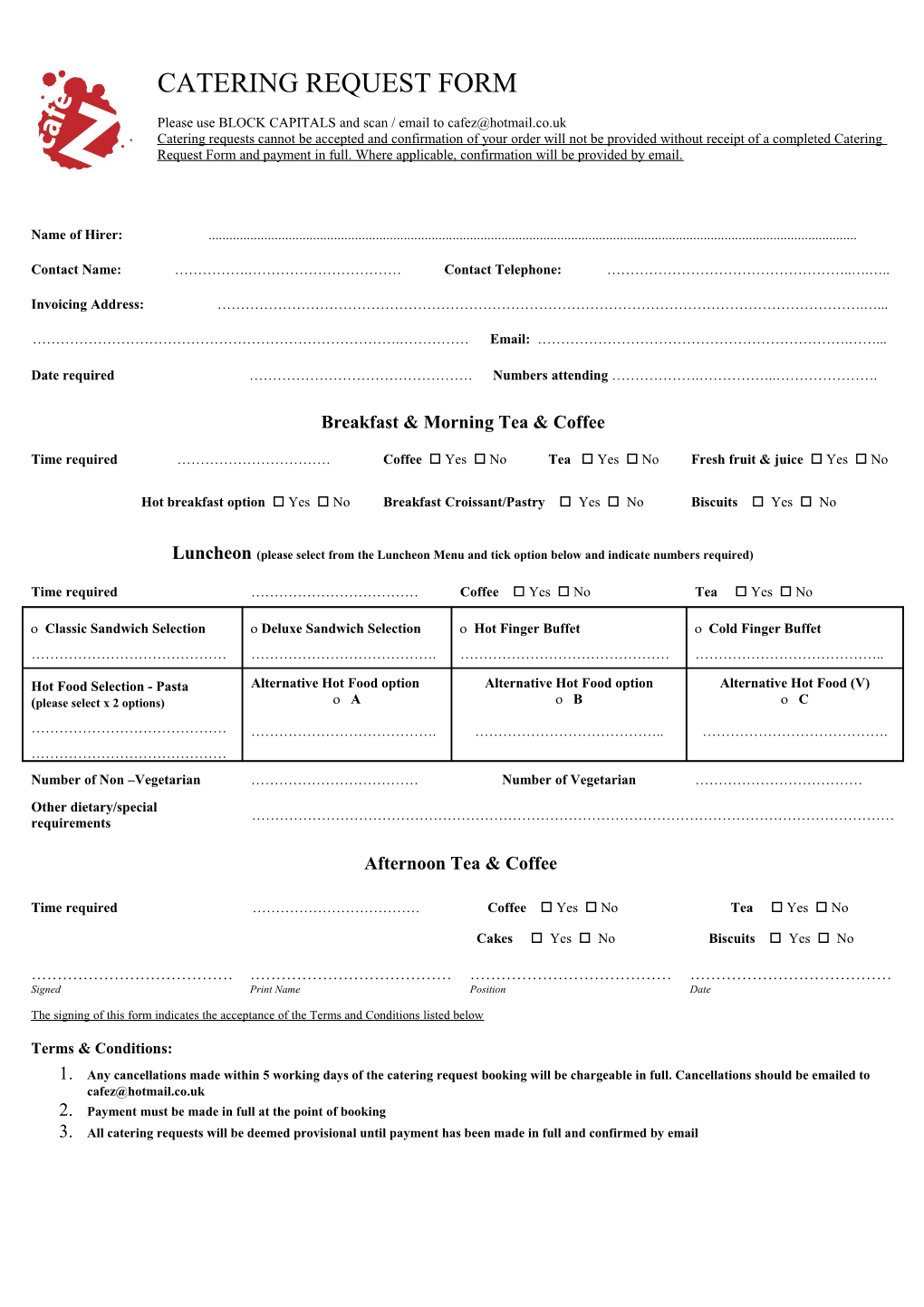 Tenancy Occupation Form