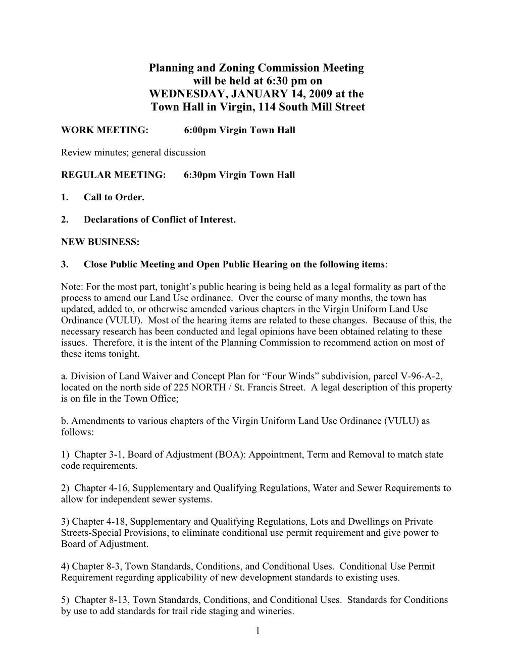 Planning and Zoning Commission Meeting