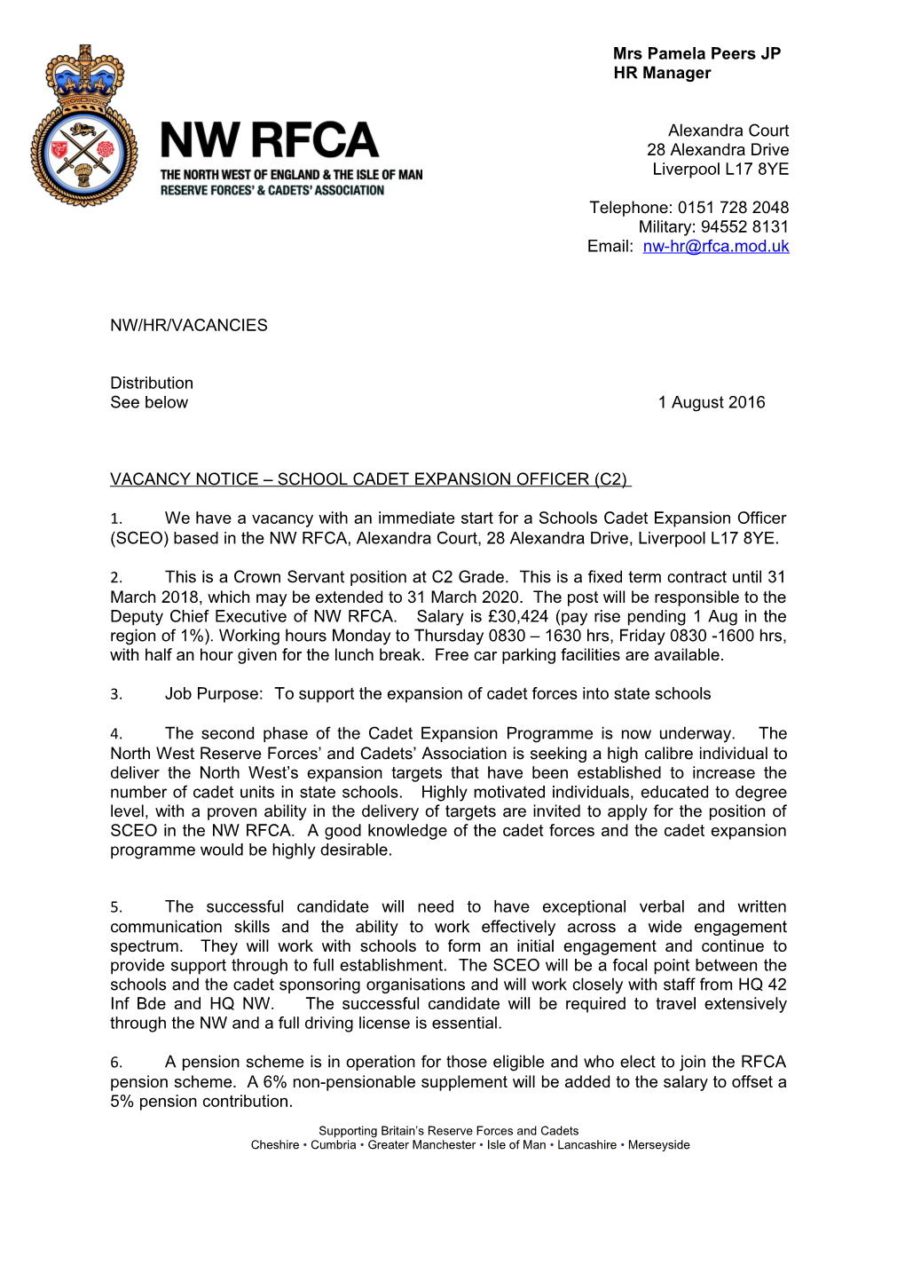 Vacancy Notice School Cadet Expansion Officer (C2)