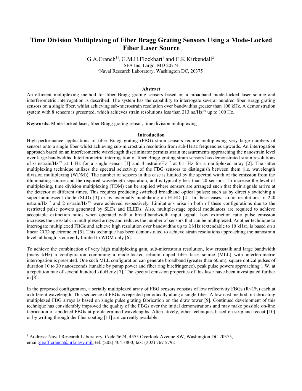 Time Division Multiplexing of High-Performance Fiber Bragg Grating Sensors Using a Mode-Locked