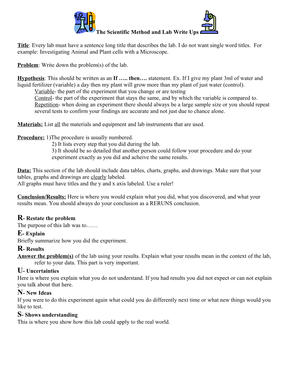 The Scientific Method and Lab Write Ups