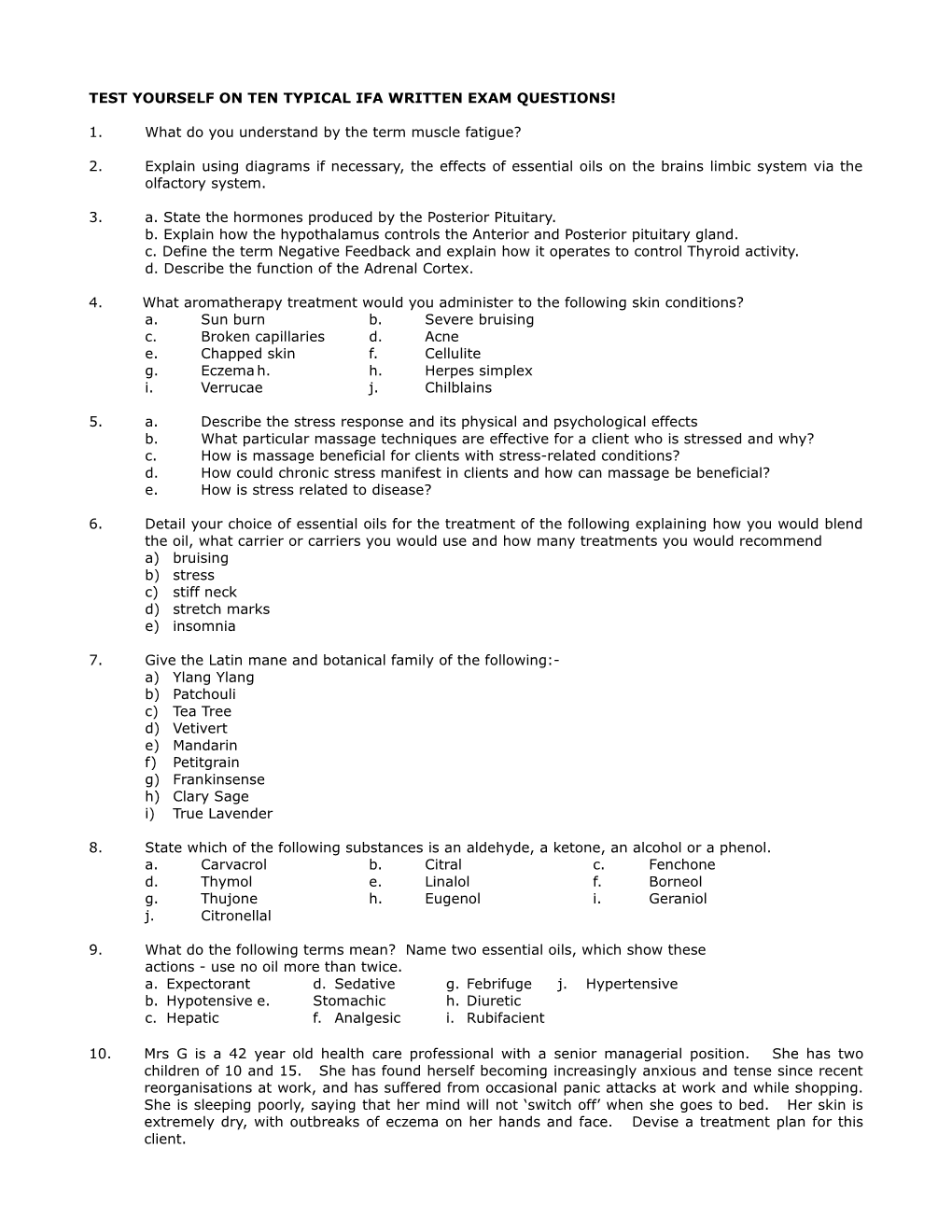 Test Yourself on Ten Typical Ifa Written Exam Questions!