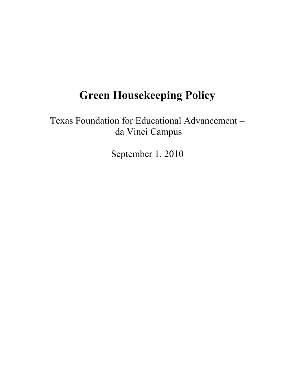 Green Housekeeping Policy