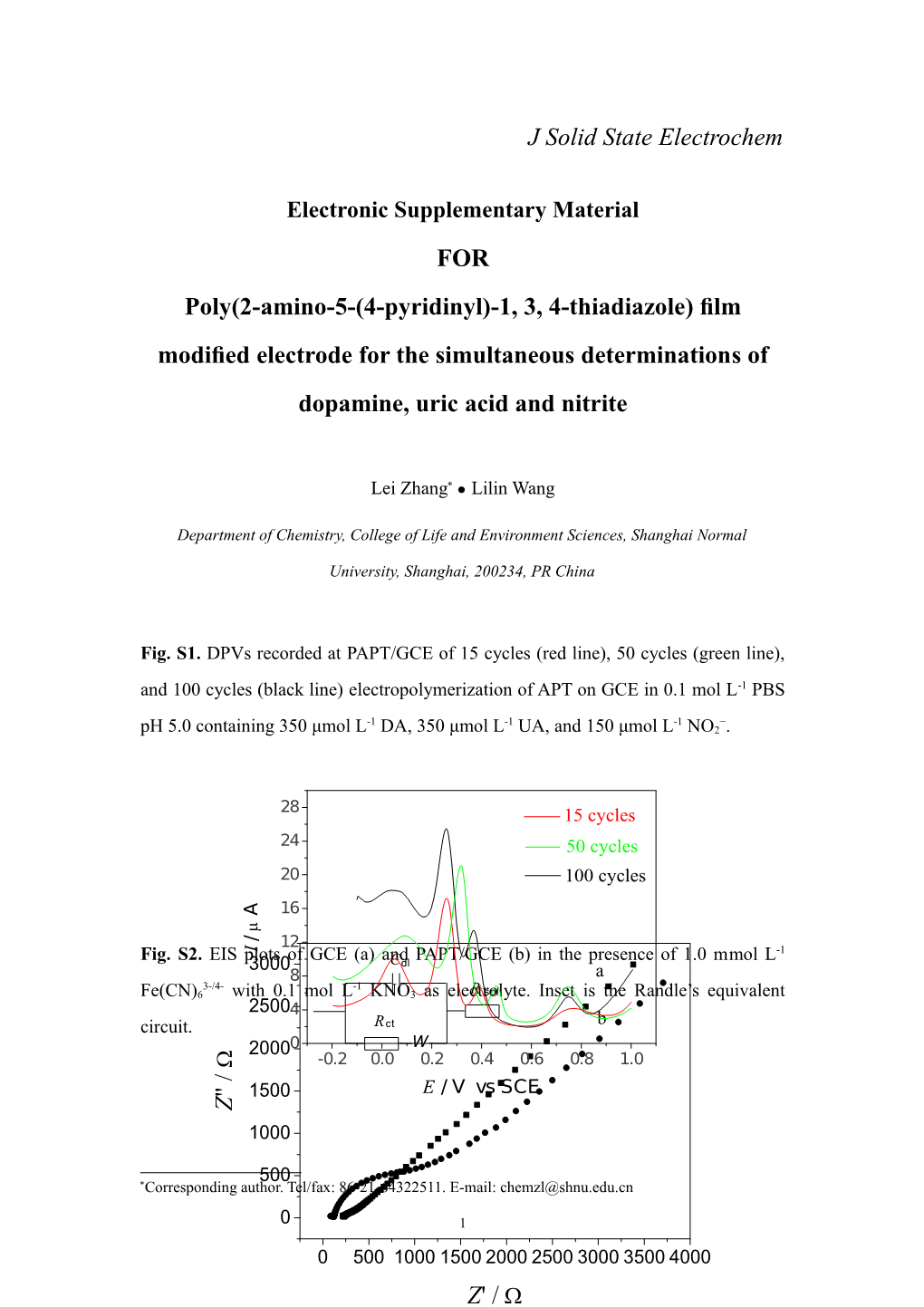 Poly(2-Amino-5-(4-Pyridinyl)-1, 3, 4-Thiadiazole) ﬁlm Modiﬁed Electrode for the Simultaneous