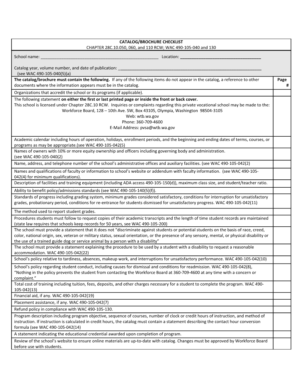 Attachment 7. Sample Catalog & Checklist