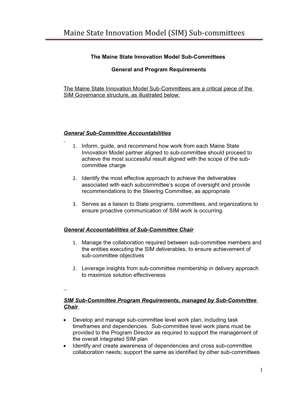 Maine State Innovation Model (SIM) Sub-Committees