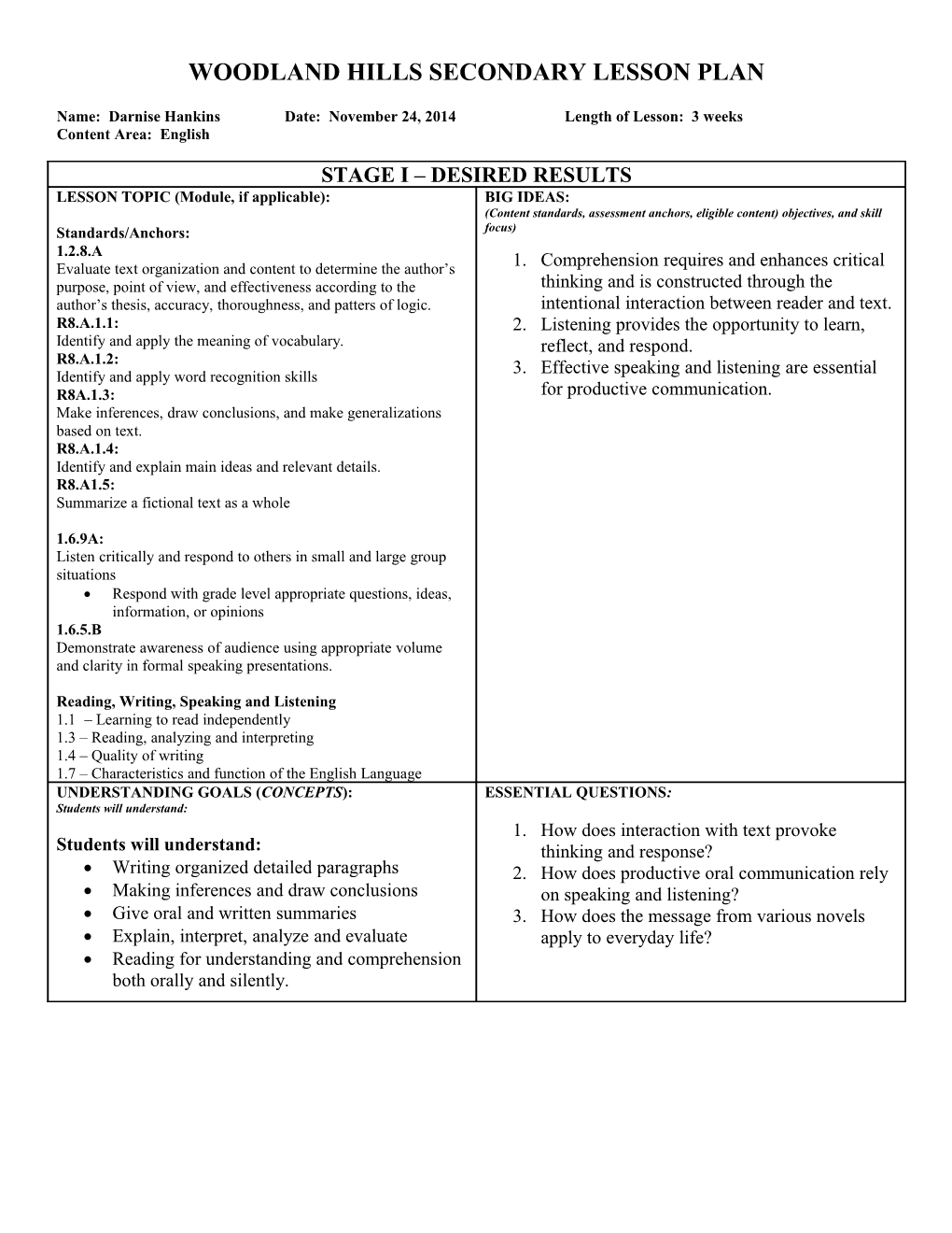 Fairless Elementary School Lesson Plan s4