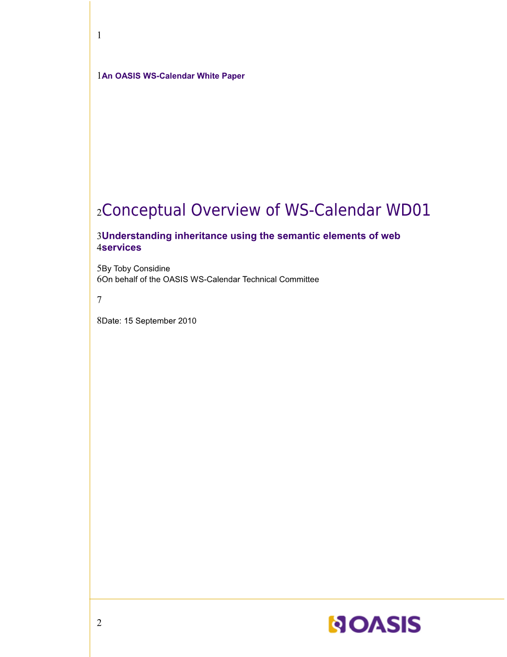 Conceptual Overview of WS-Calendar WD01