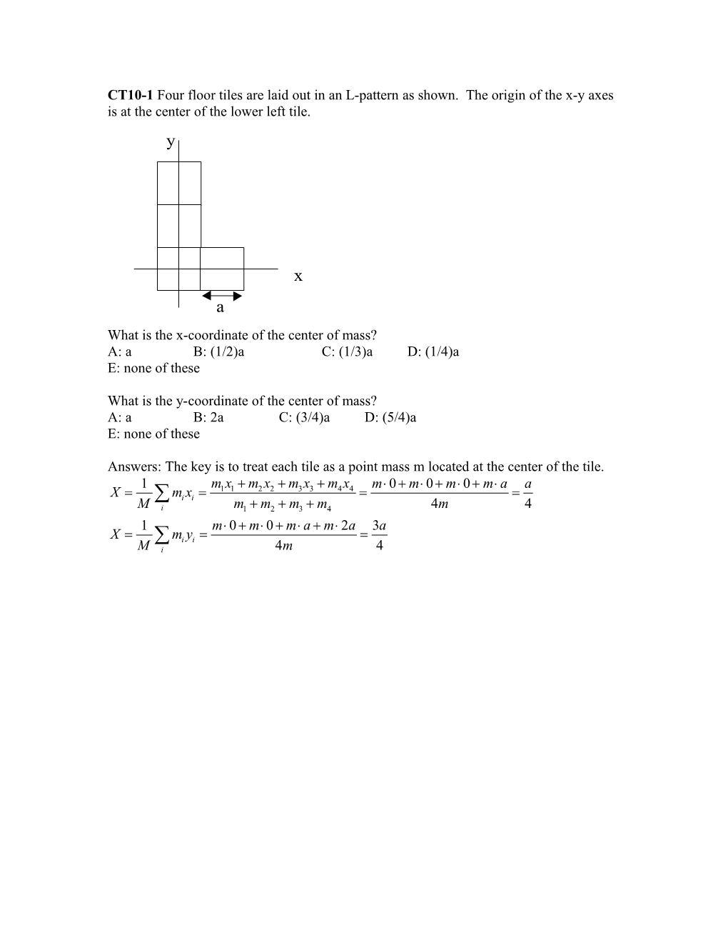 What Is the X-Coordinate of the Center of Mass?