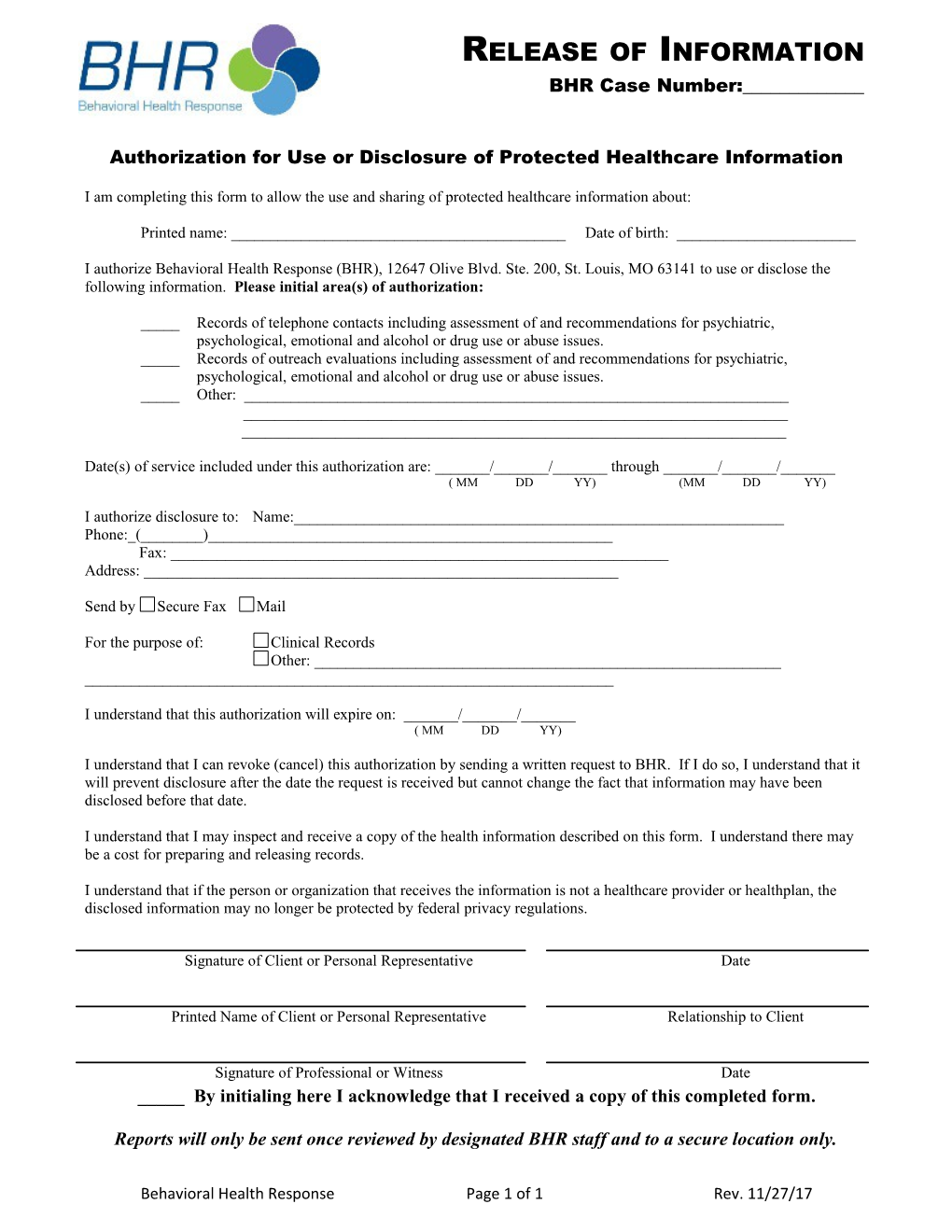 Authorization for Use Or Disclosure of Protected Healthcare Information