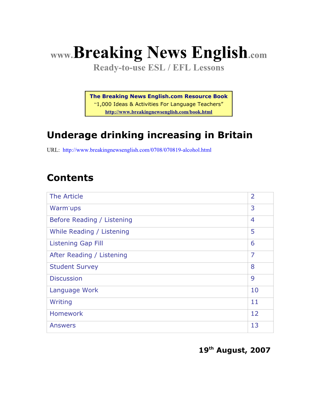 Underage Drinking Increasing in Britain