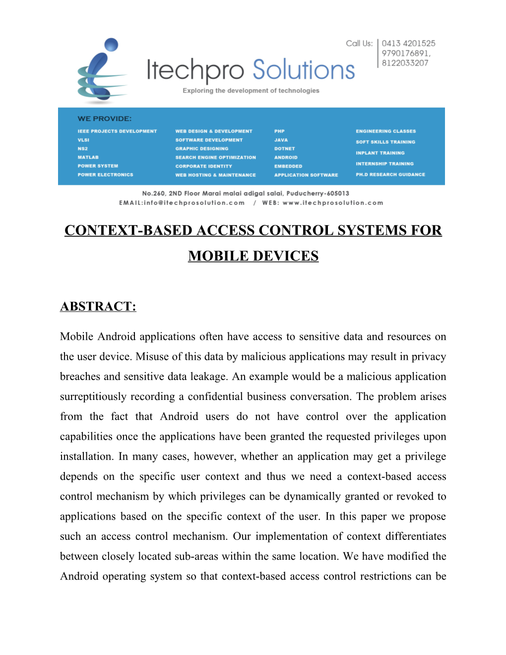 Context-Based Access Control Systems for Mobile Devices