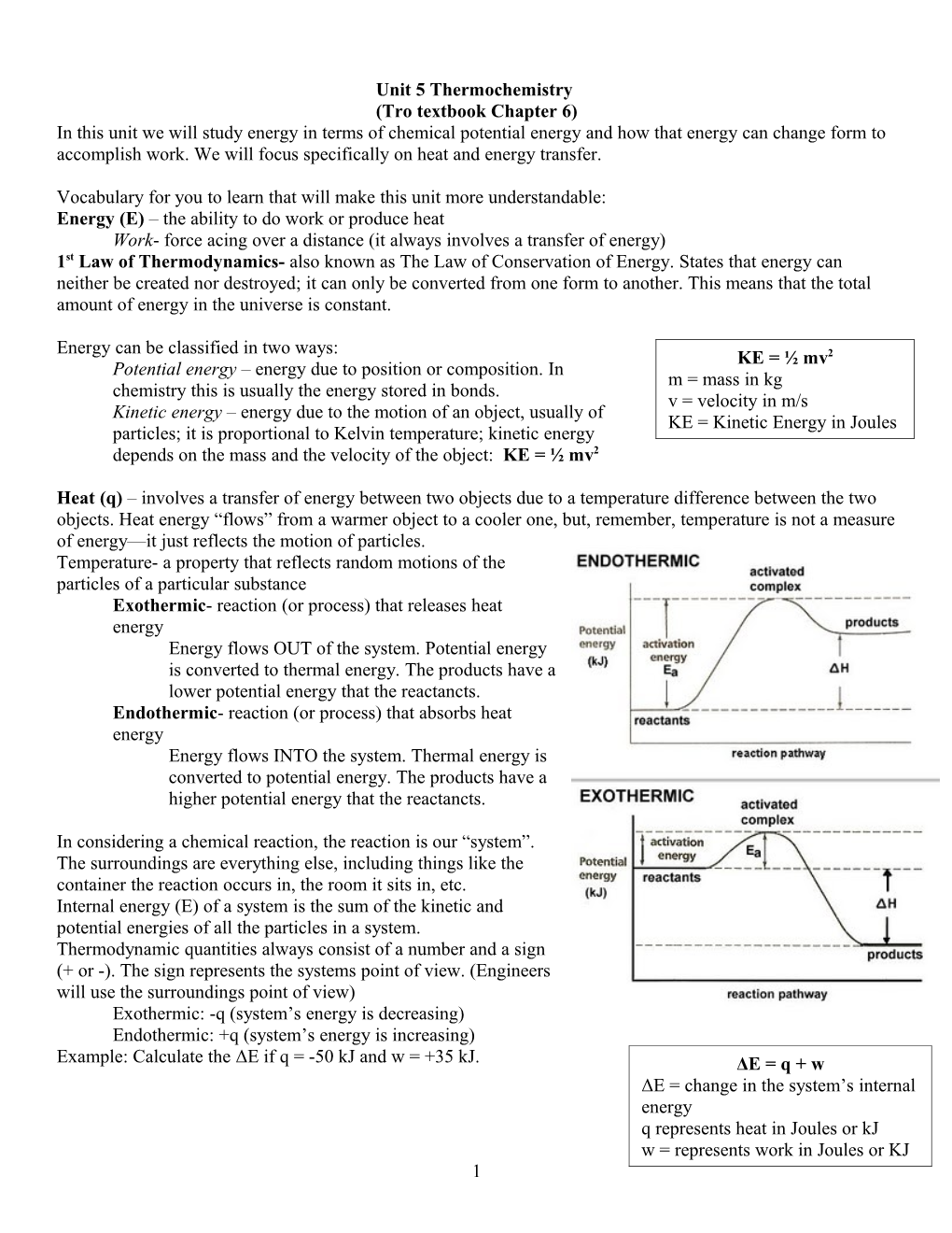 Unit 5 Thermochemistry