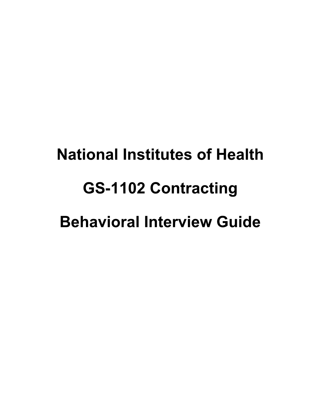 NIH Behavioral Interview Guide GS-1102 Contracting