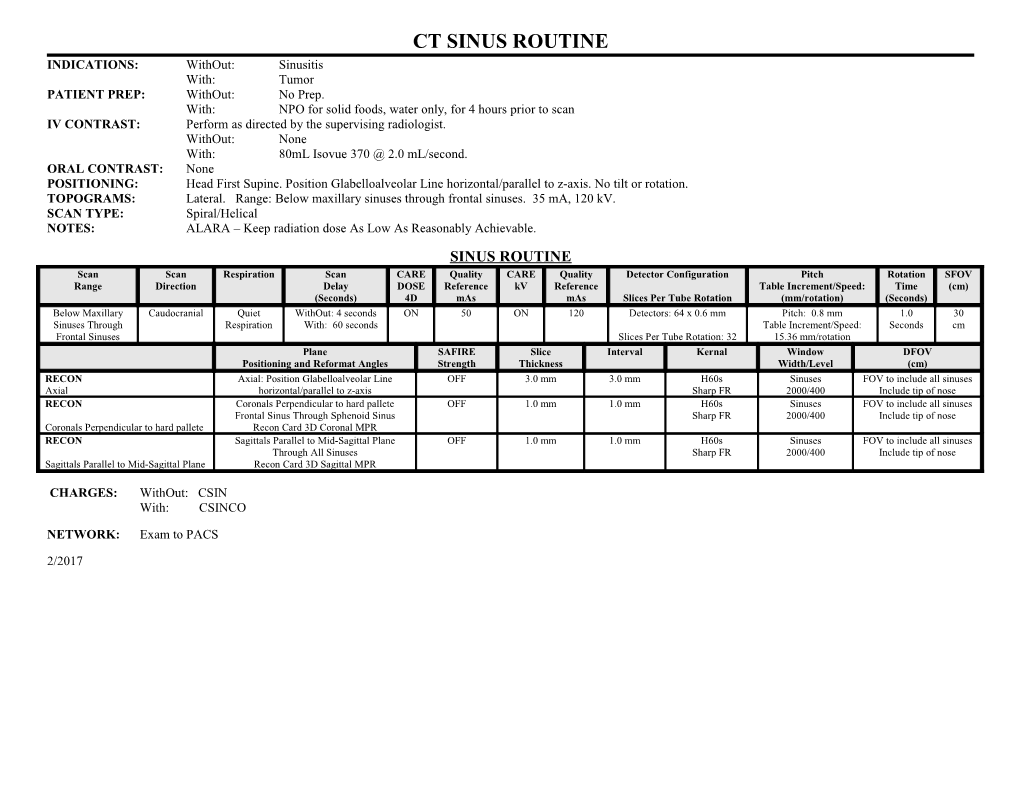 Ct Sinus Routine