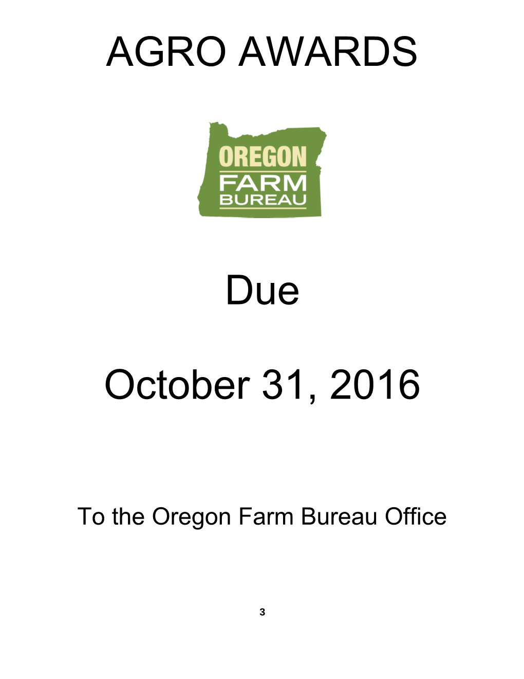 To the Oregon Farm Bureau Office