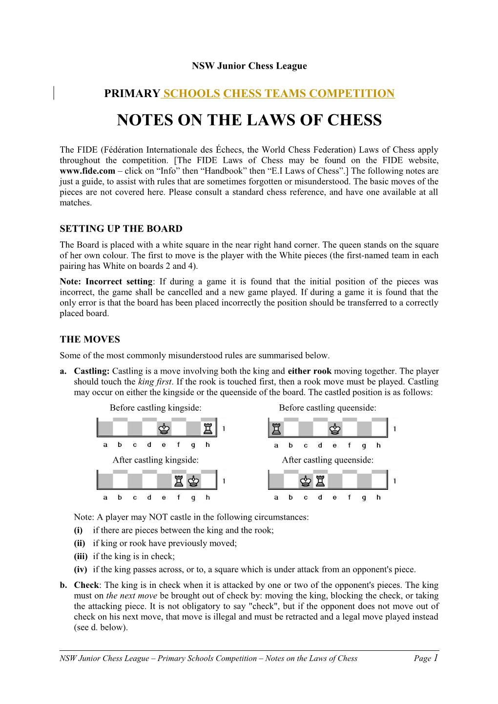 Notes on the Laws of Chess