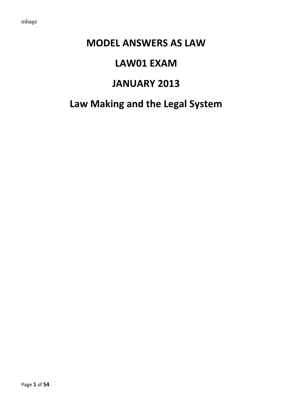 Law Making and the Legal System