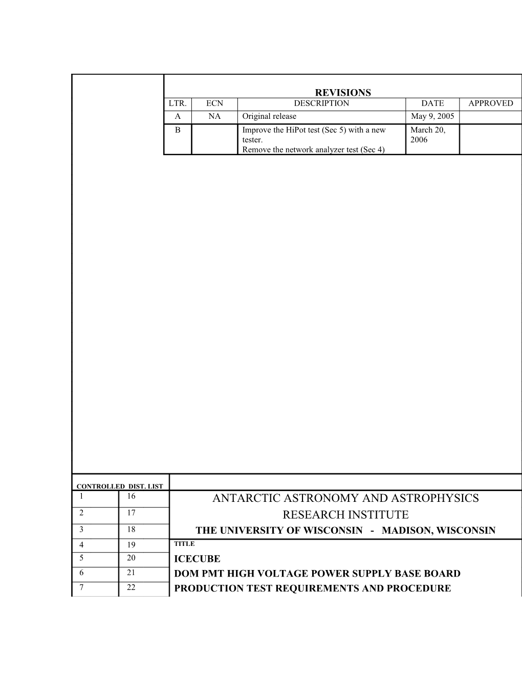 PMT HV Base Board Test Description (Draft)