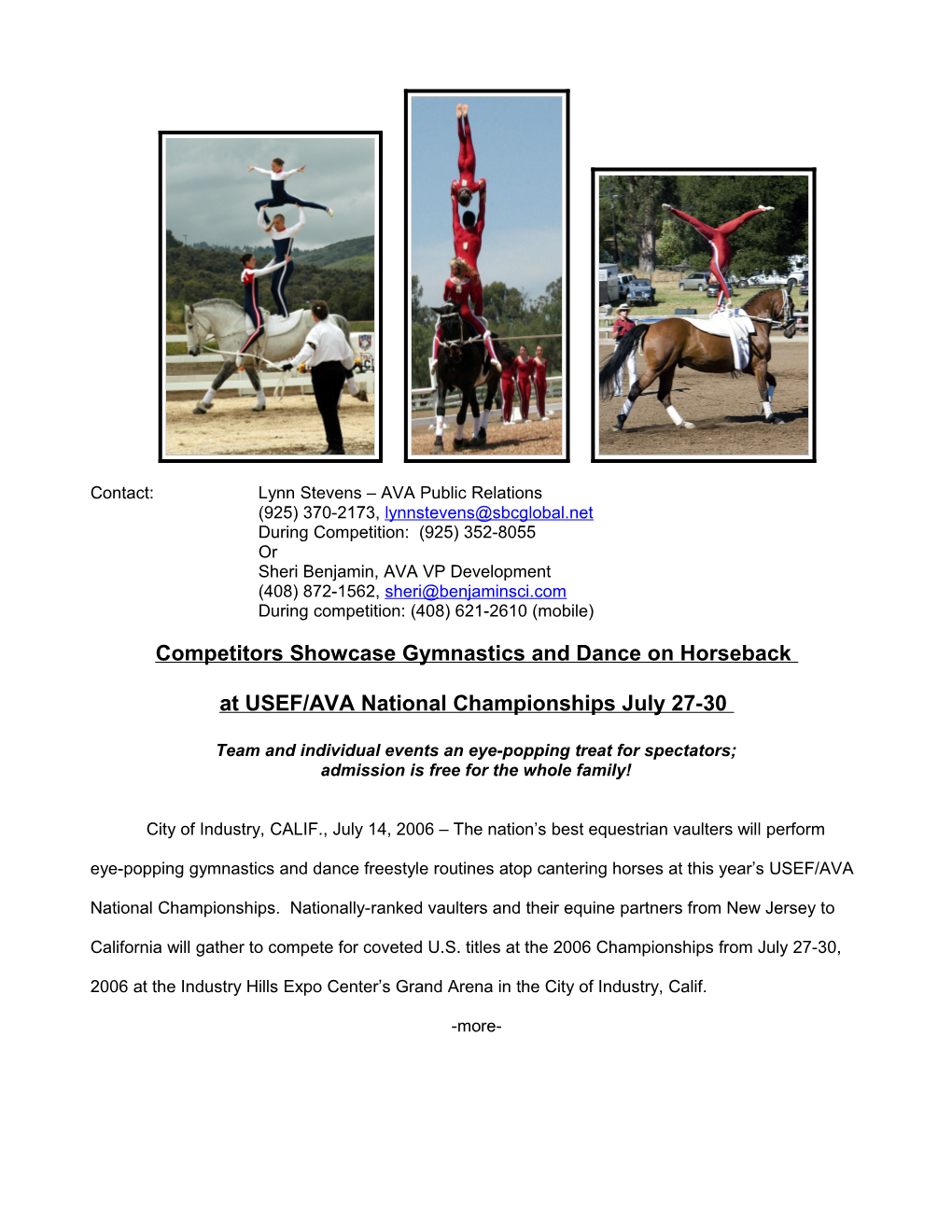 USEF/AVA National Vaulting Championships Page #2