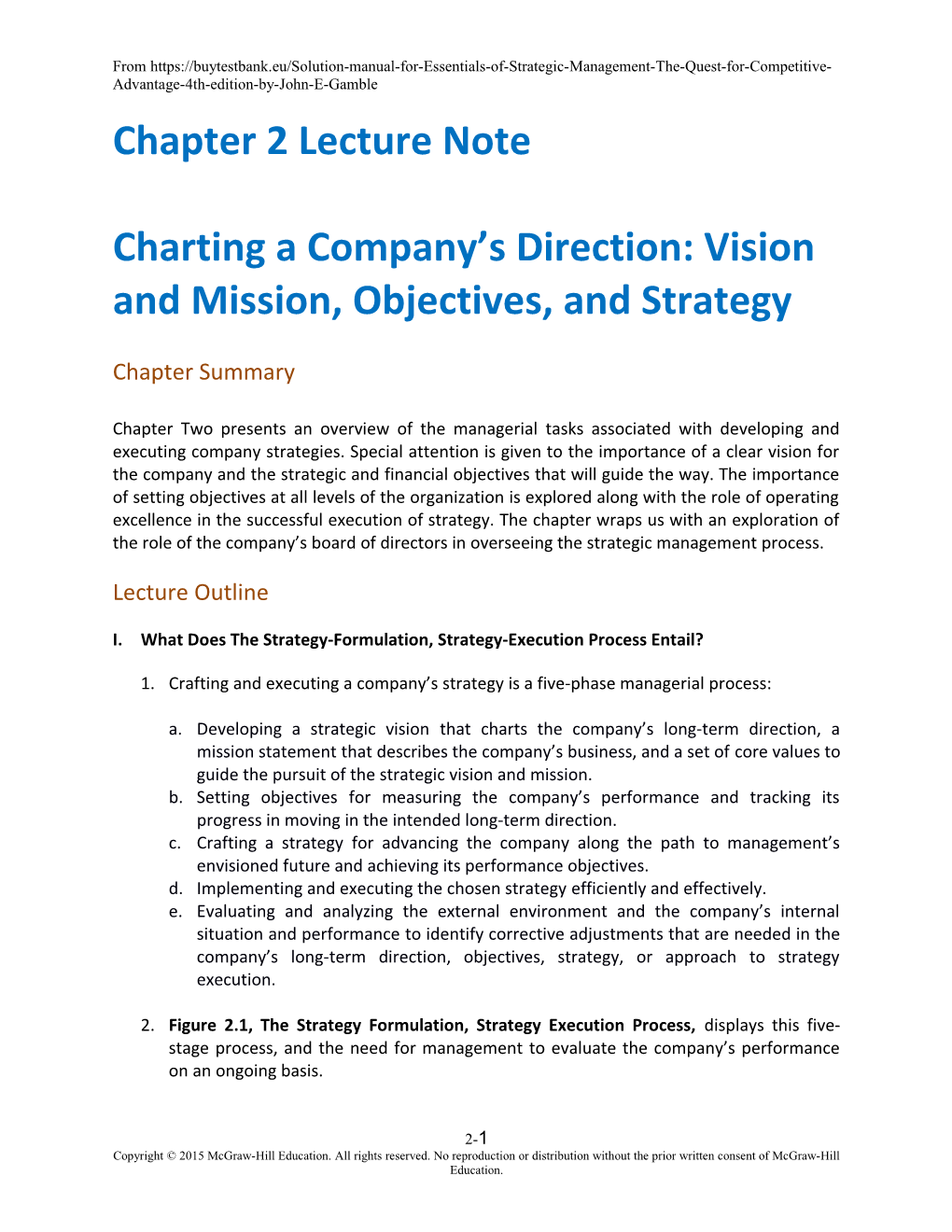 Charting a Company S Direction: Vision and Mission, Objectives, and Strategy