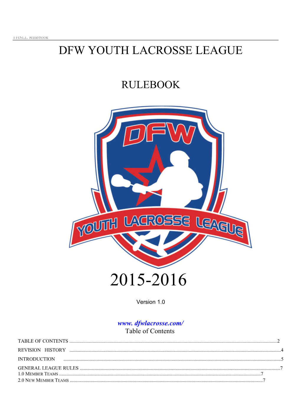 Dfw Youth Lacrosse League