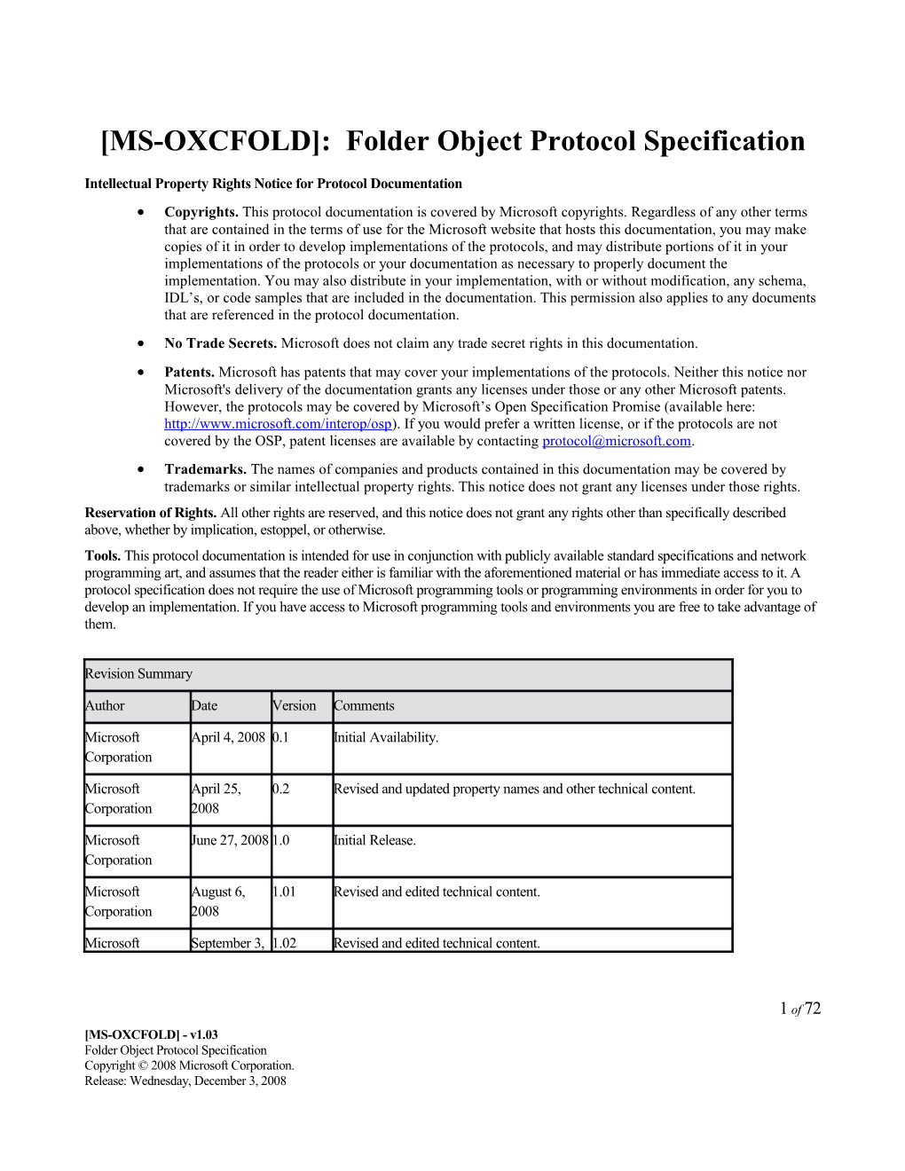 MS-OXCFOLD : Folder Object Protocol Specification