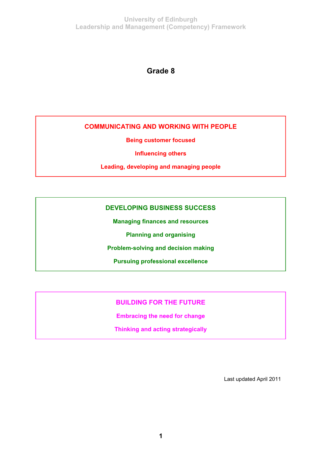 Leadership and Management (Competency) Framework