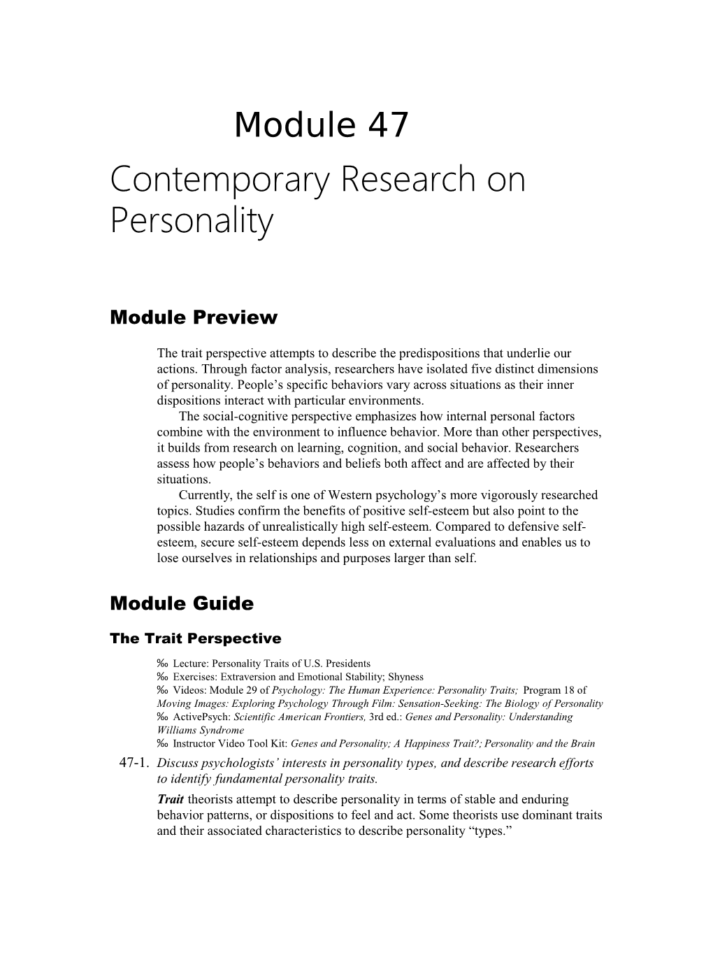 Contemporary Research on Personality