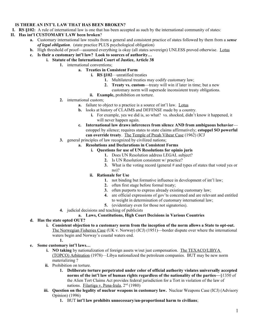 International Law Outline